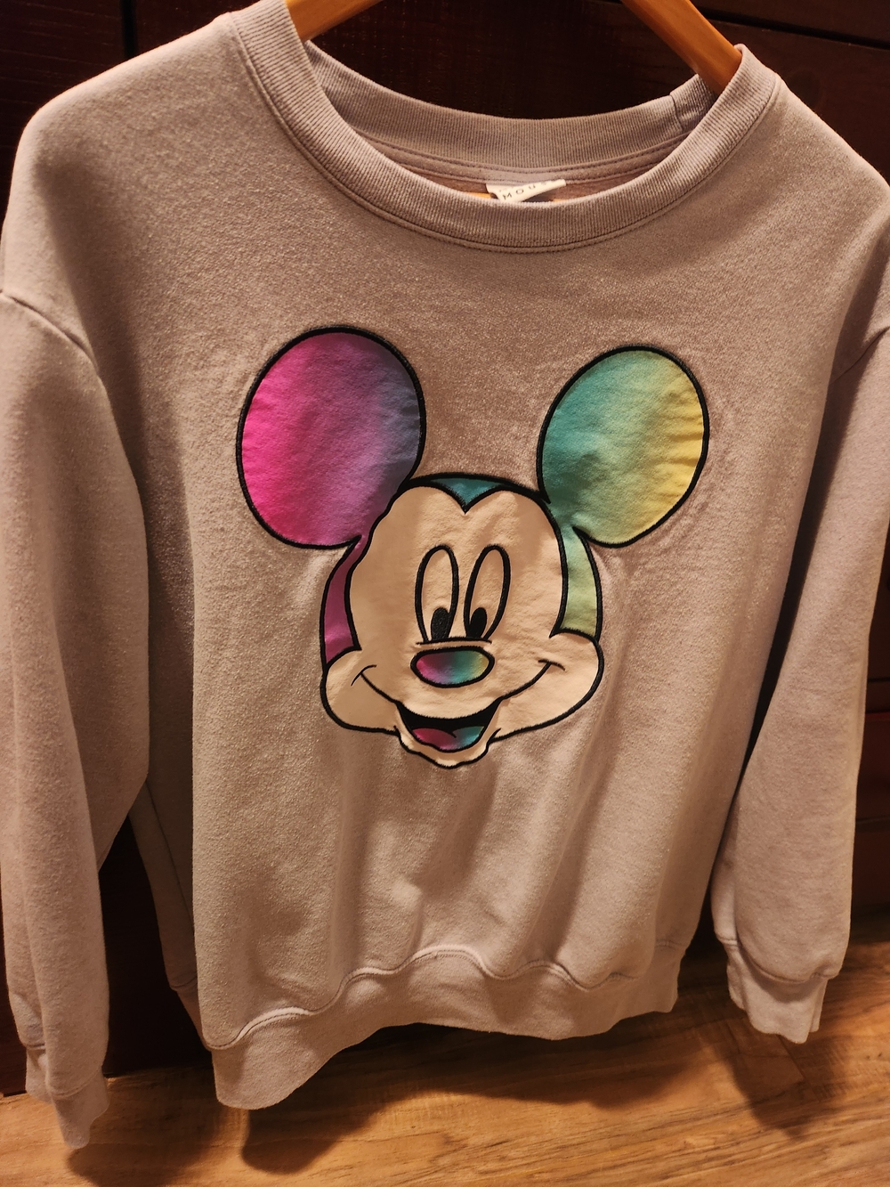 Disney Gray Sweatshirt with Rainbow Mickey Face